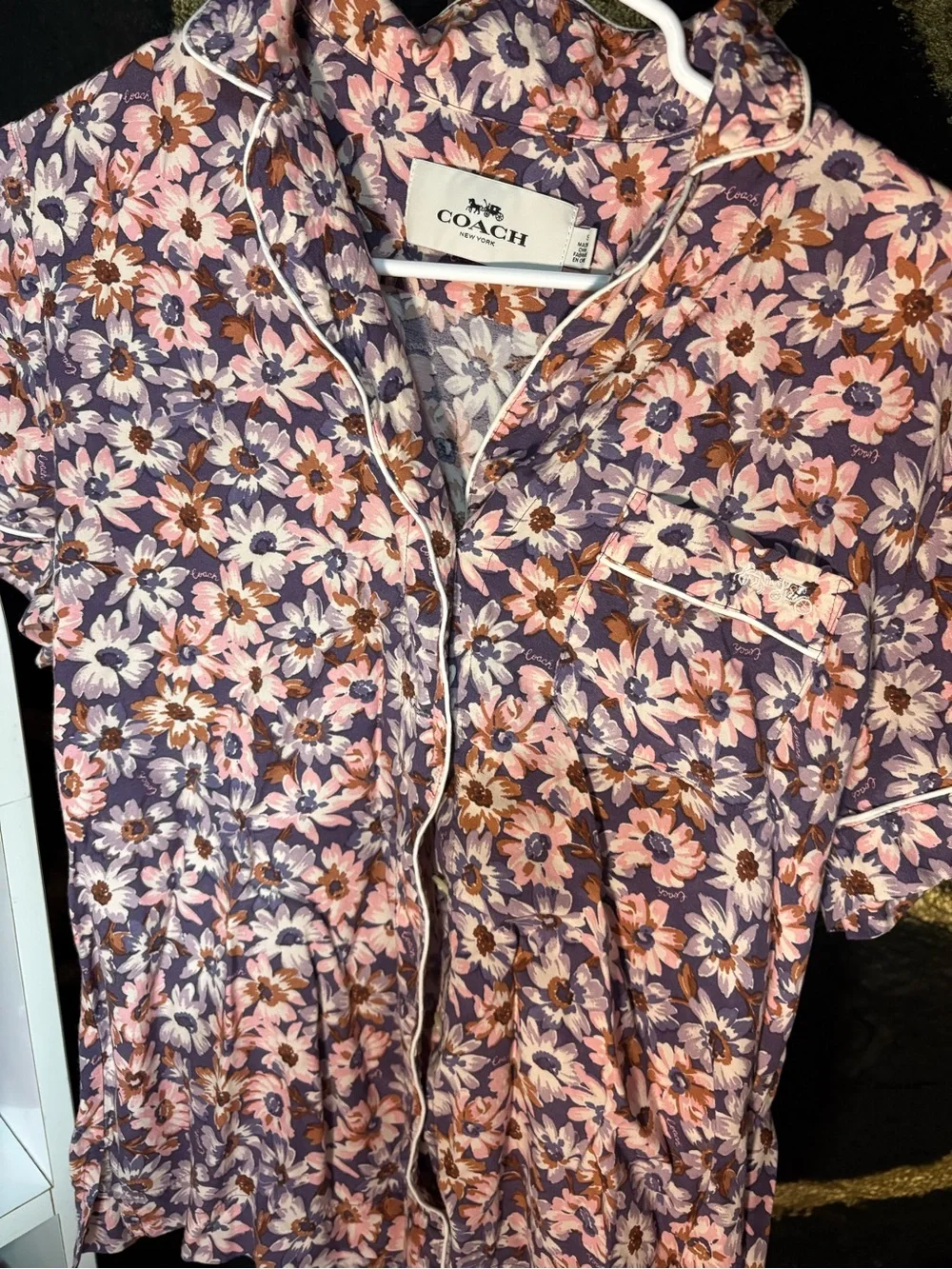COACH  Floral Short-Sleeve Shirt - Purple & Pink